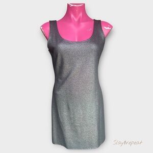 ✨ Olive & Oak Metallic Black Sleeveless Mini Dress Size M – Party/Club Wear